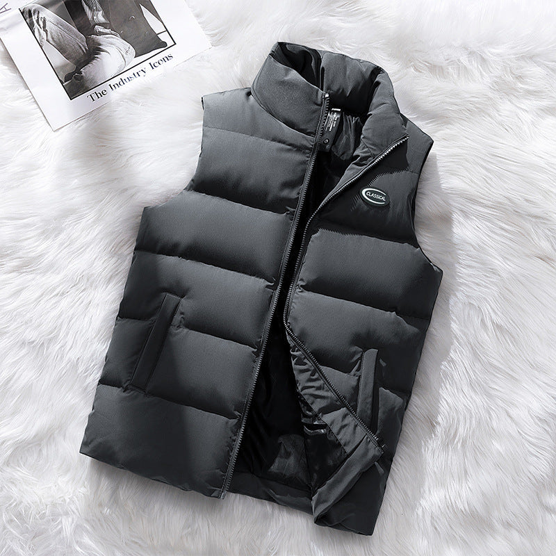 Herr Urban-Modern Thermo Quiltad Väst med Hög Krage, 3D Quilting och Dold Dragkedja