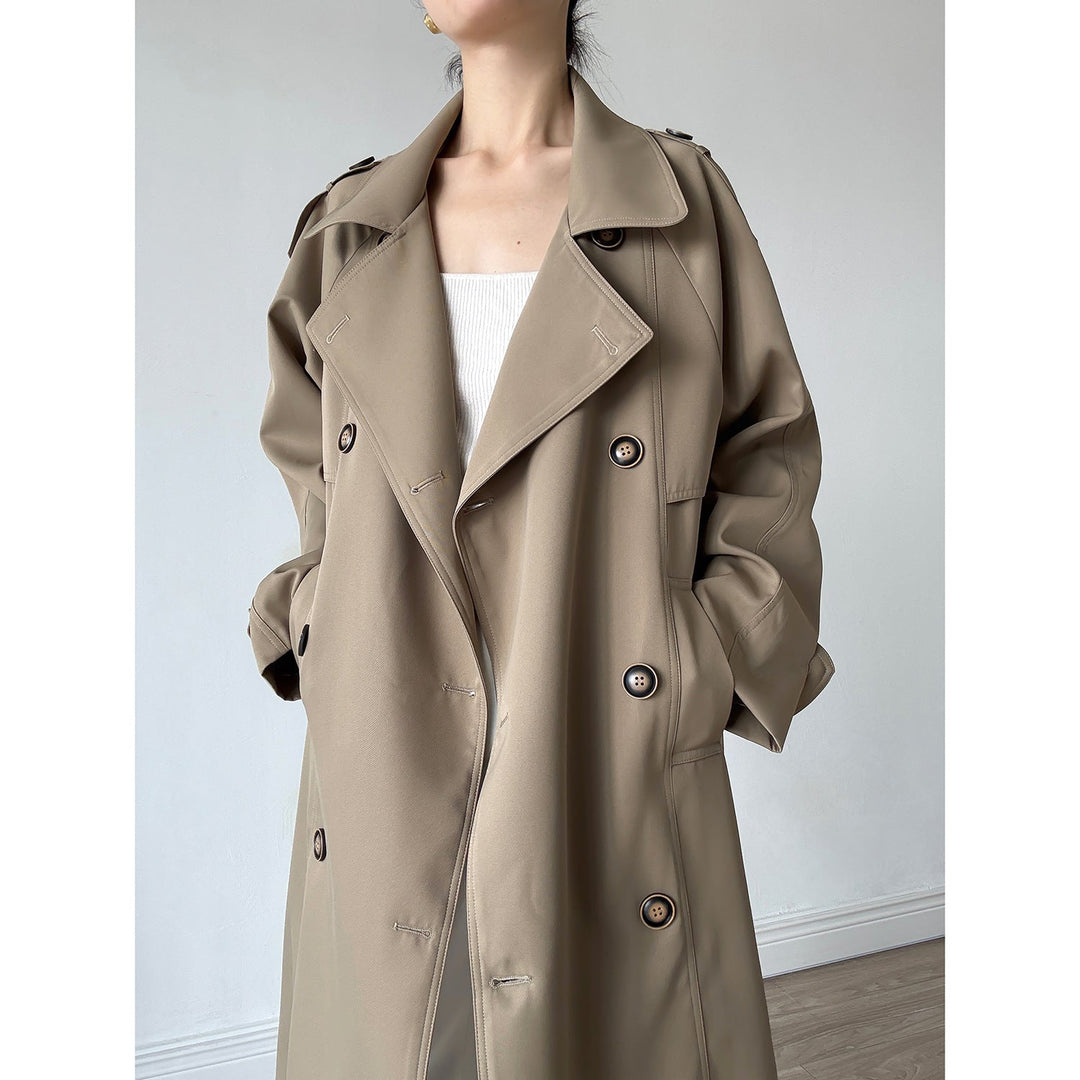 Dam oversize trenchcoat med Raglan ärmar och Double-Breasted knappslå