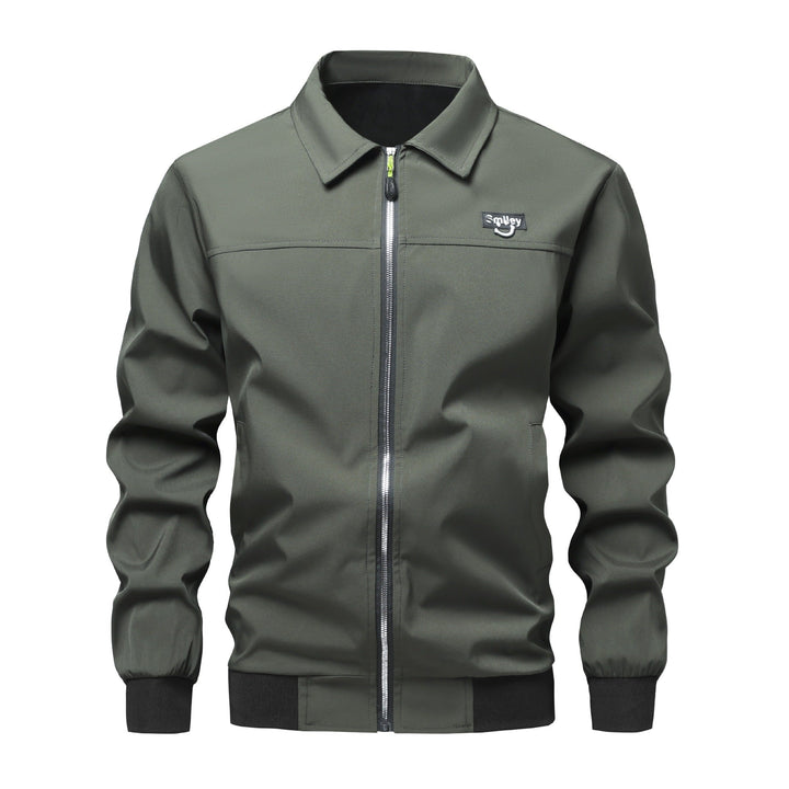 Herr Collar-Zip Blouson Tillverkad av Softshell med Ribbad Muddar och Smiley Patch