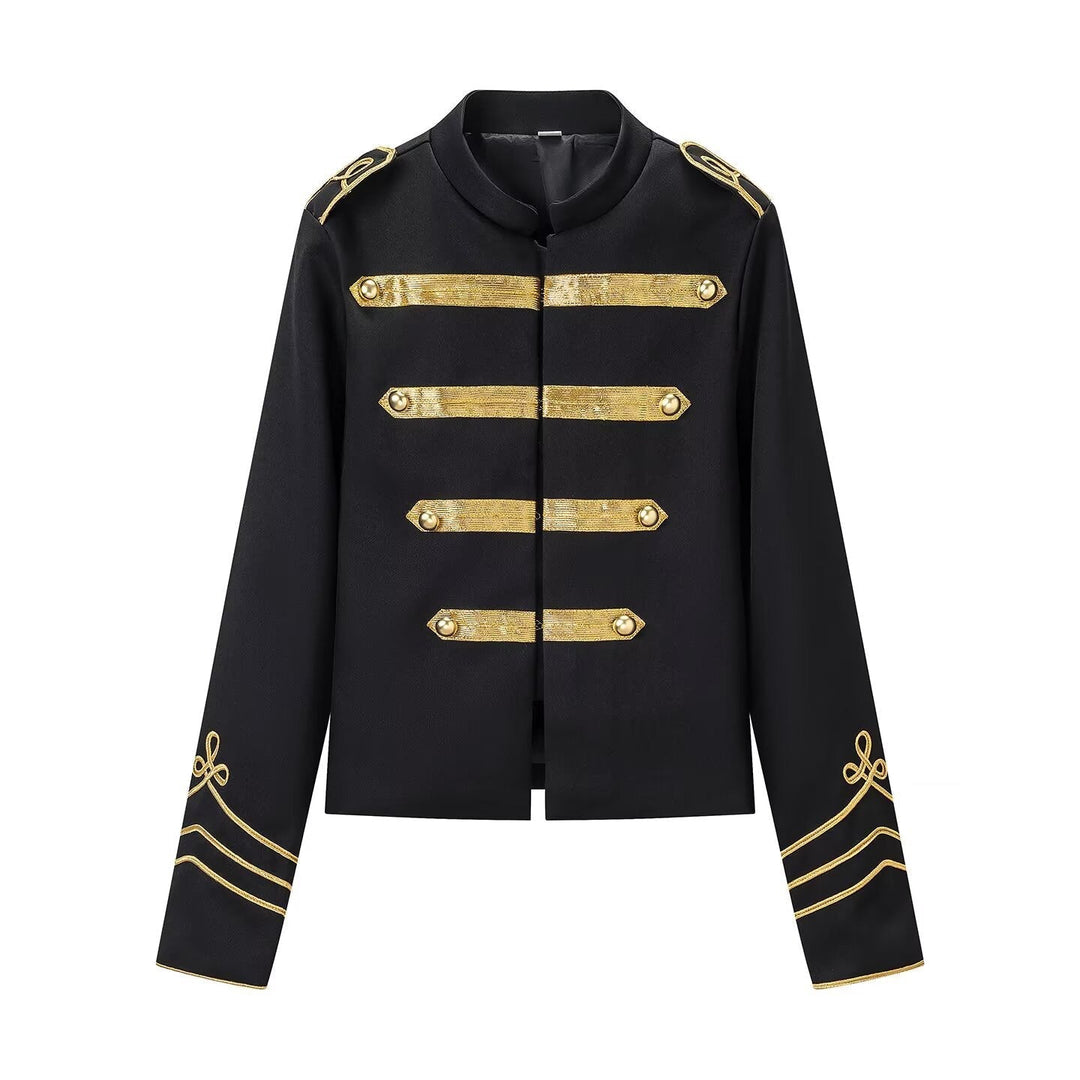 Dam Parade Jacka med Stå Krage, Epaulettes och Guld Embroidered Decorations