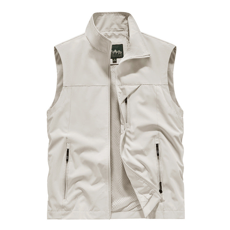 Herr ventilerande softshell Utomhus väst med Mesh innerfoder och fickor med dragkedja