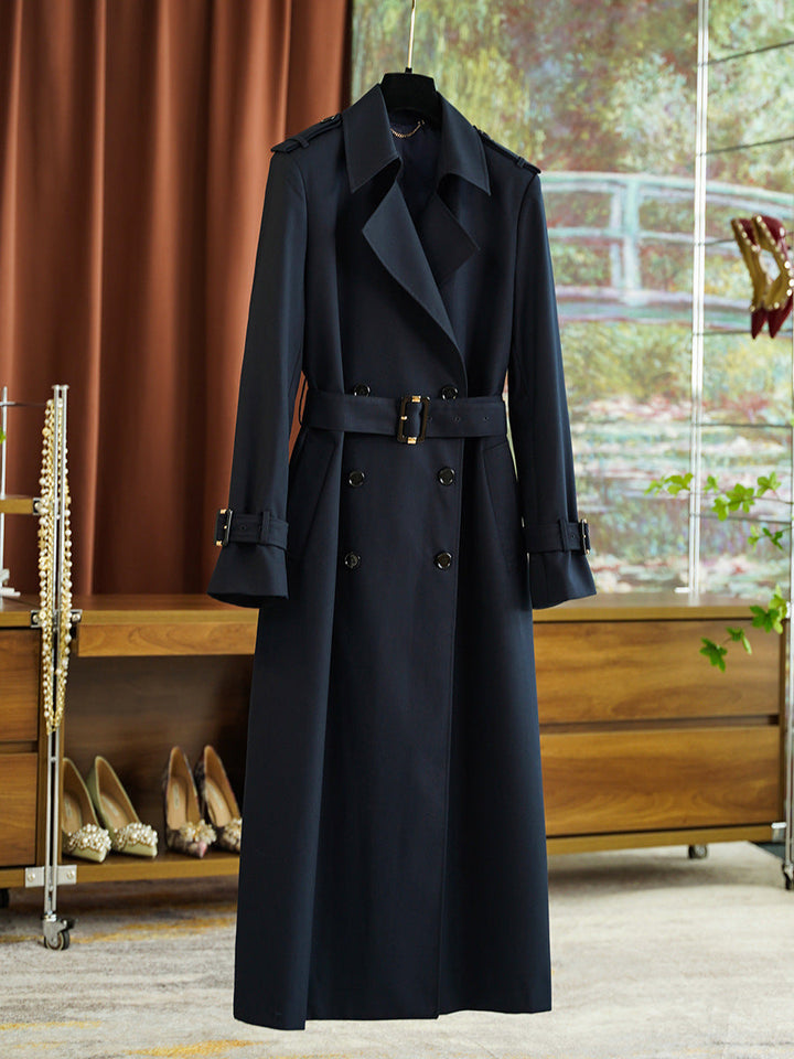 Dam double-breasted skräddad trenchcoat med bälte, shoulder epaulets &amp; justerbar muddar