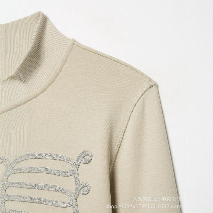 Dam zip jacka in military-inspired look med standing krage och dekorativ piping