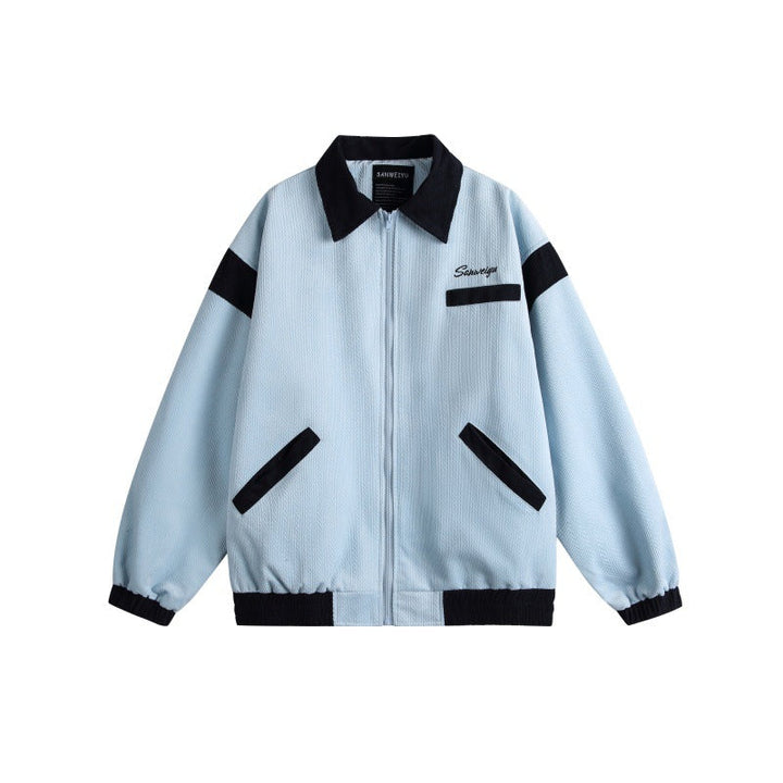 Unisex Harrington Blouson Jacka med Textured Fabric och Contrast Kant