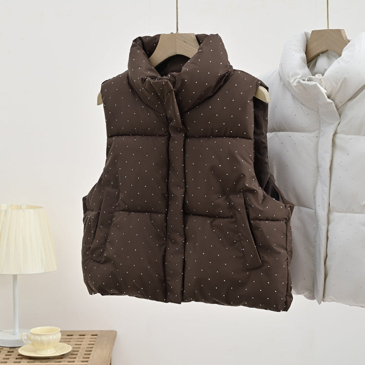 Dam Isolerad Sleeveless Vadderad Gilet med Quiltad Ståkrage