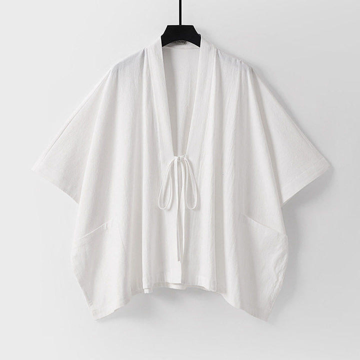 Dam oversize Kimono kofta med Tie och utanpåfickor