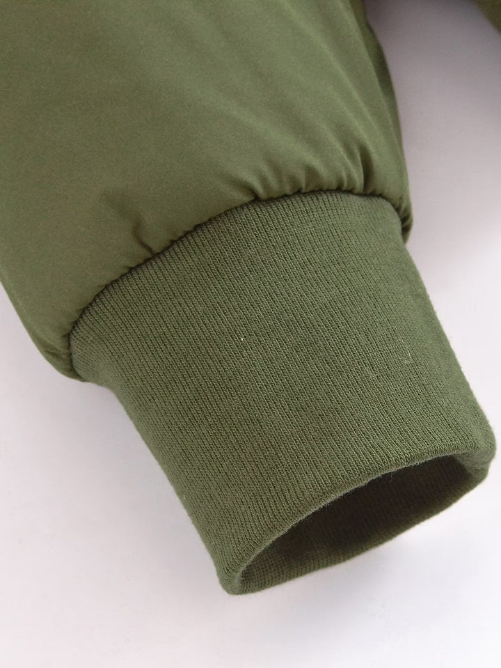 Dam kort vadderad blousonjacka med ribbed fåll