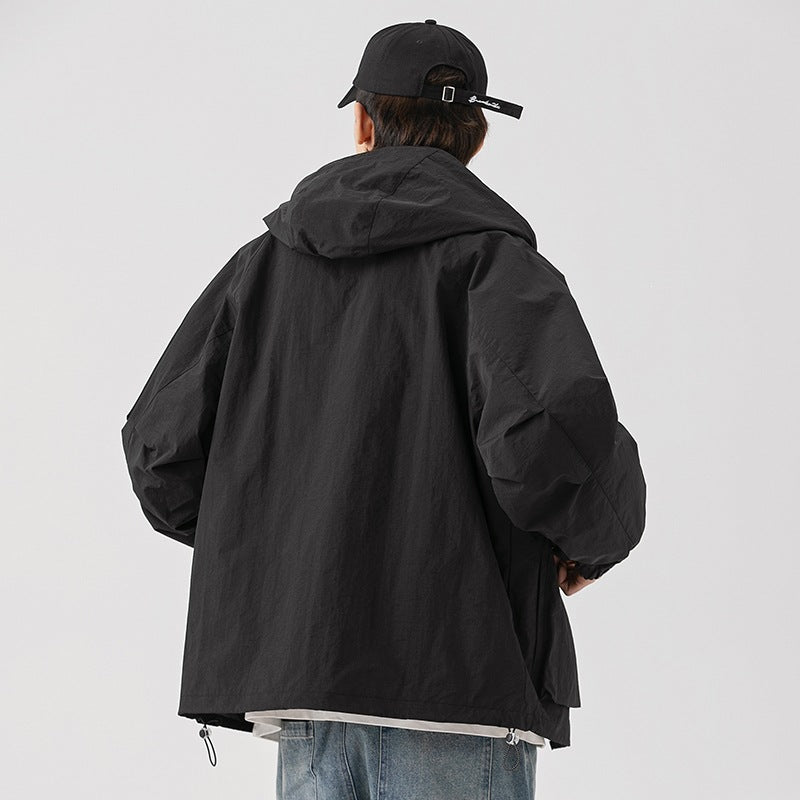 Dam Oversize Utility Övergångsjacka med Huva, Multiple Fickor &amp; Drawstring