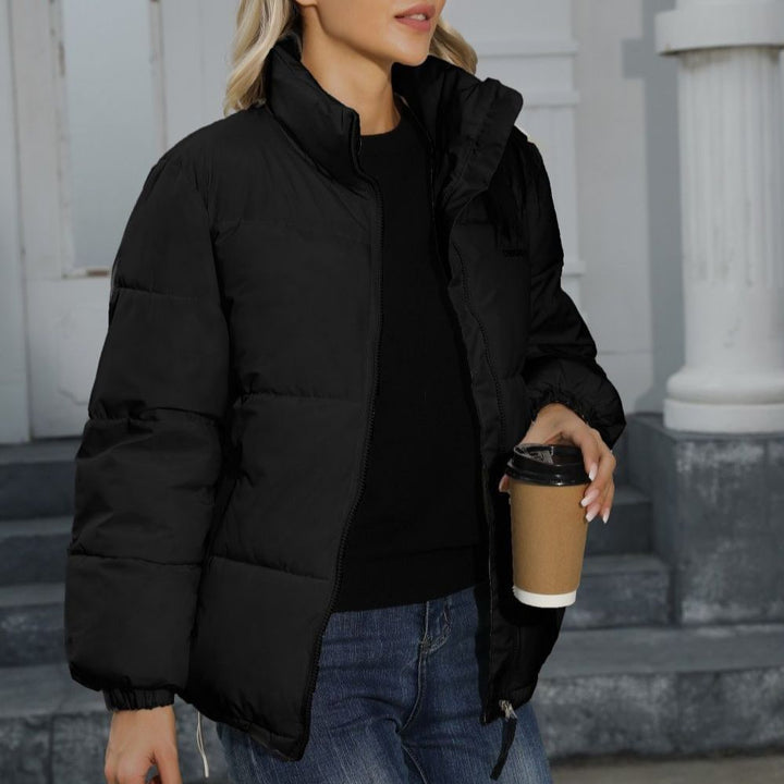 Dam vadderad Oversize quiltad jacka med ståkrage och Drawstring fåll