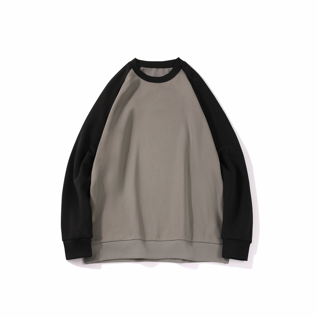 Herr Raglan College-Tröja med Contrast Ärmar, Mjuk Fleece Foder, och Ribbad Fåll