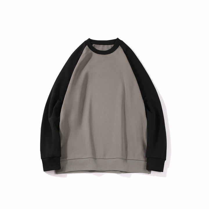 Herr Raglan College-Tröja med Contrast Ärmar, Mjuk Fleece Foder, och Ribbad Fåll