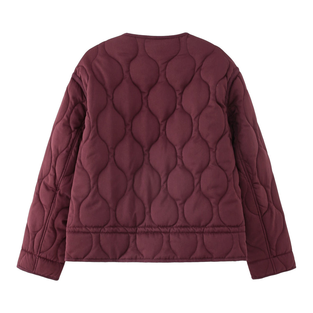 Dam Quiltad Jacka med Round Quiltad Mönster, Round Neck och Two-Way Dragkedja
