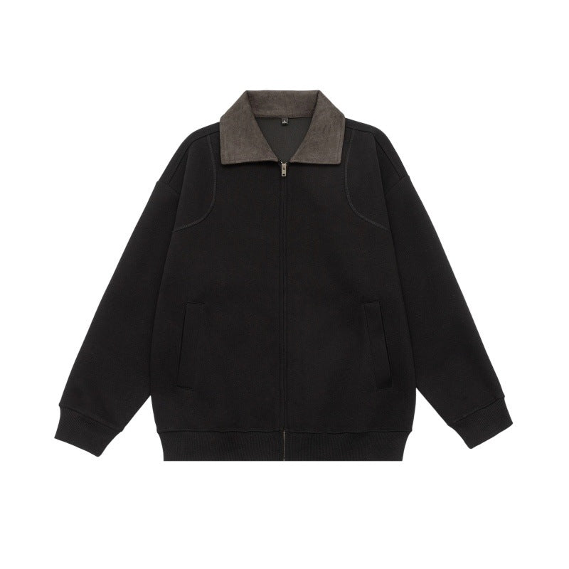 Unisex Oversized Dragkedja Jacka med Cord Krage och Integrated Fickor