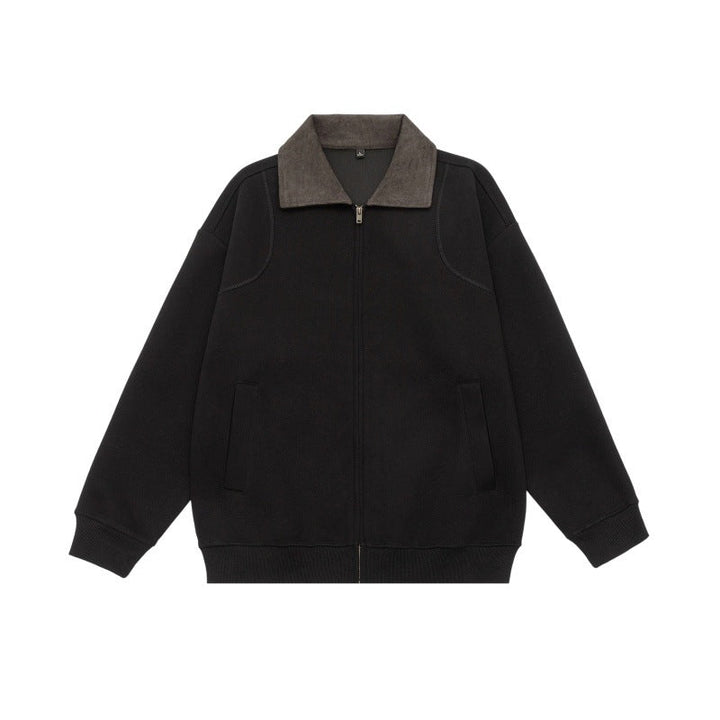 Unisex Oversized Dragkedja Jacka med Cord Krage och Integrated Fickor