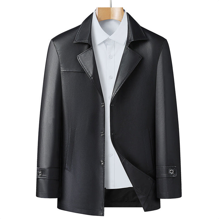 Herr Elegant Konstläder Short Rock i Kavaj Stil med Notched Lapel