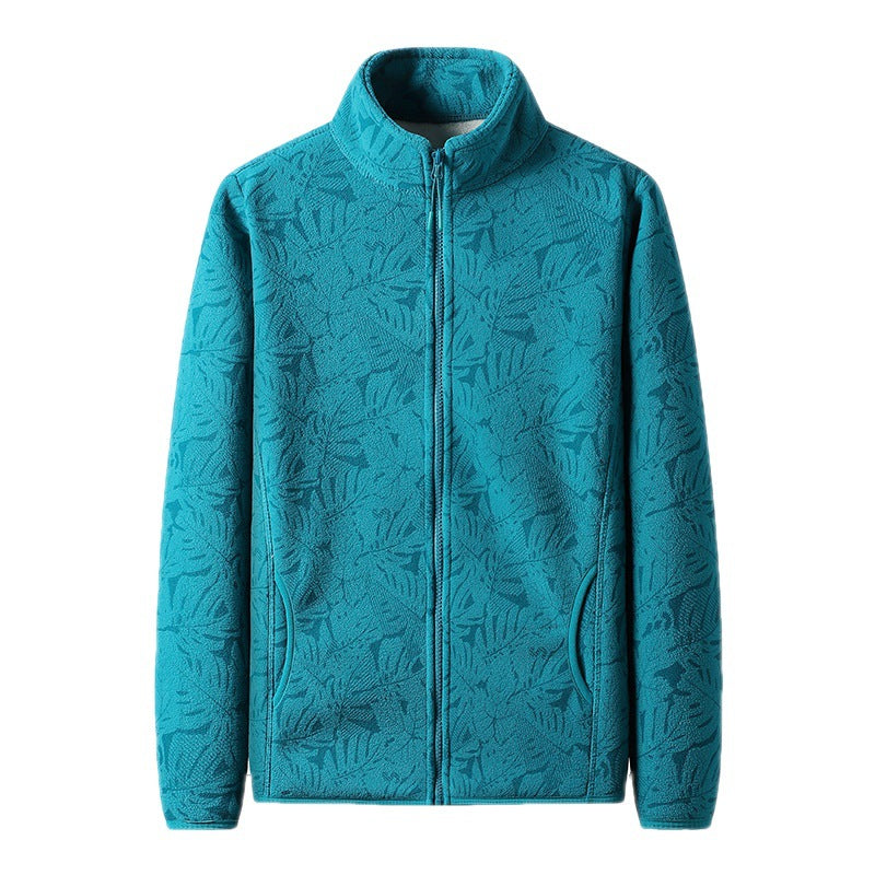 Dam fleecejacka med hel zip och blommig jacquard structure