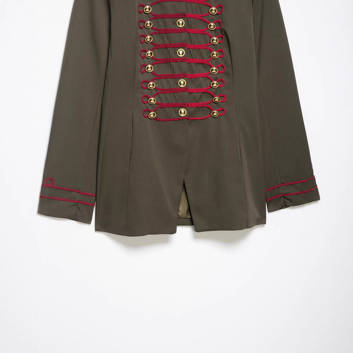 Dam Military-Inspired Box Jacka med Dekorativ Frog Closures och Stå Krage