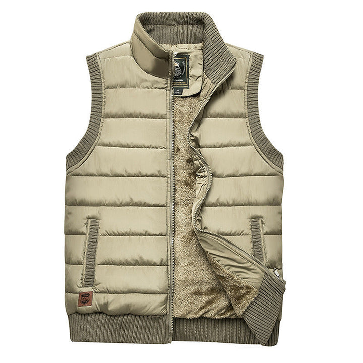 Herr Quiltad Thermo Quiltad Väst med Warming Teddyfoder och Elastisk Ribbad Finishes
