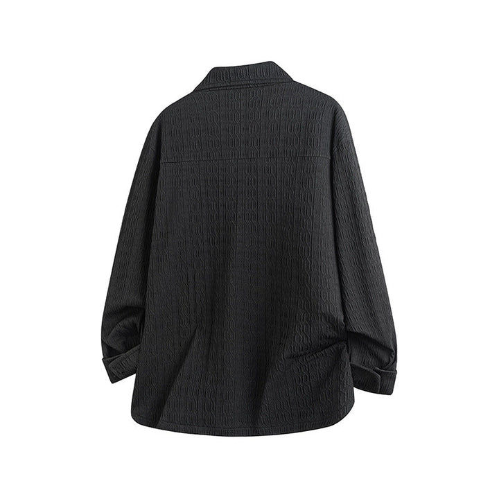 Dam Lightly Structured Oversize Skjortjacka med Lapel Krage &amp; Press Knapp Front