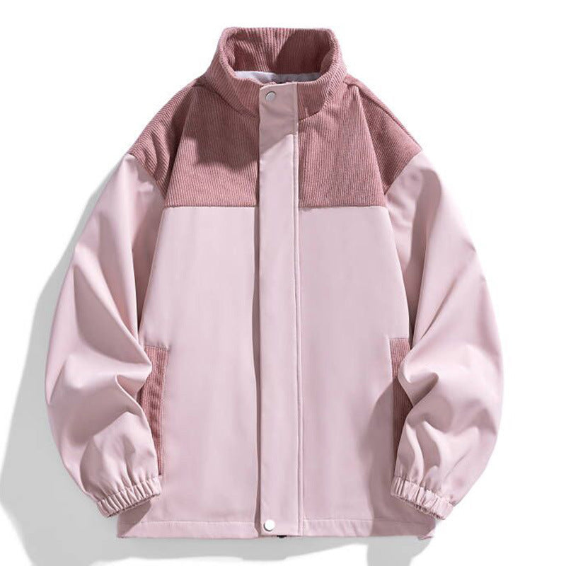 Dam oversize övergångsjacka med Cord Trim och Stand krage