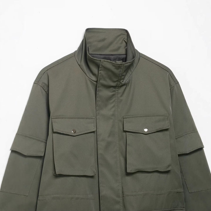 Dam Utility Parka med Standing Krage, Four Lock Fickor och Oversize Skärning
