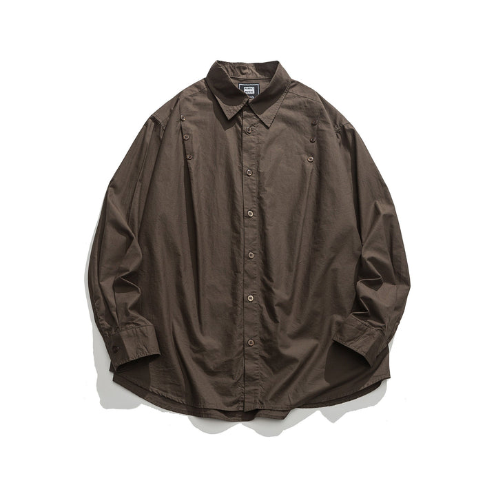Unisex Oversized Skjorta Jacka med Side Decorative Knapp Rows och Rounded Fåll