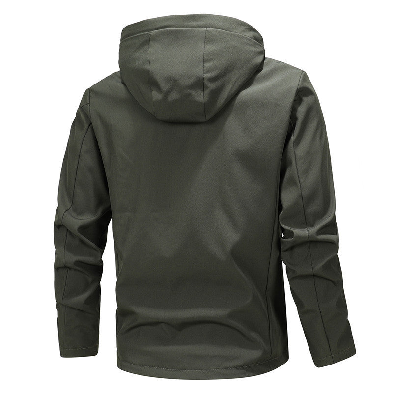 Herr Urban Minimalistisk Softshell Jacka med Huva med Concealed Dragkedja Fram