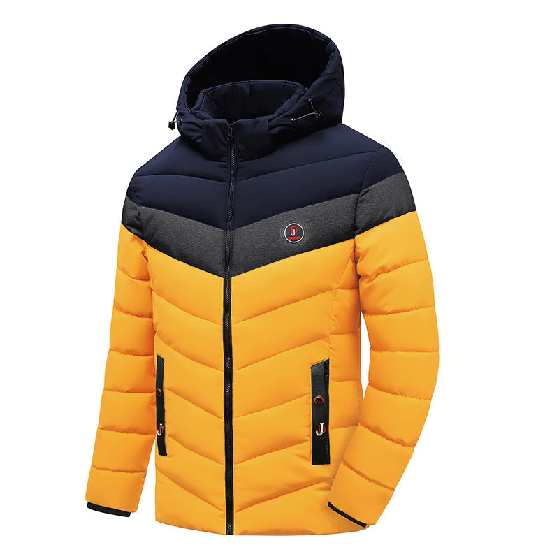 Herr Quiltad Anorak med Huva och Vadderad Chevron Isolering Jacka
