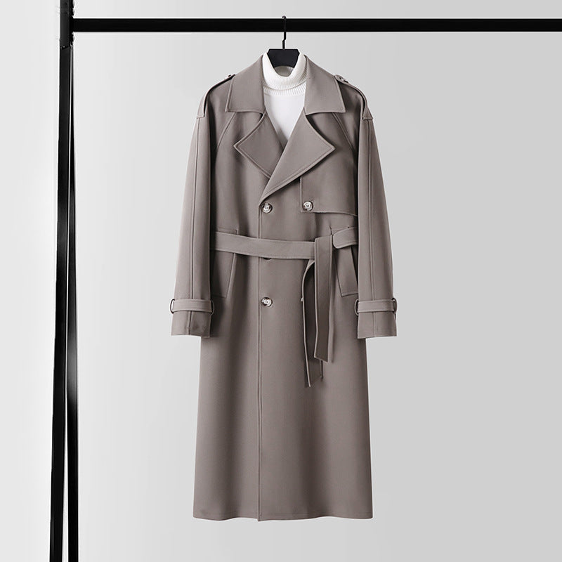 Dam elegant Maxi trenchcoat gjord ullblandning med vid shawl krage och knytband