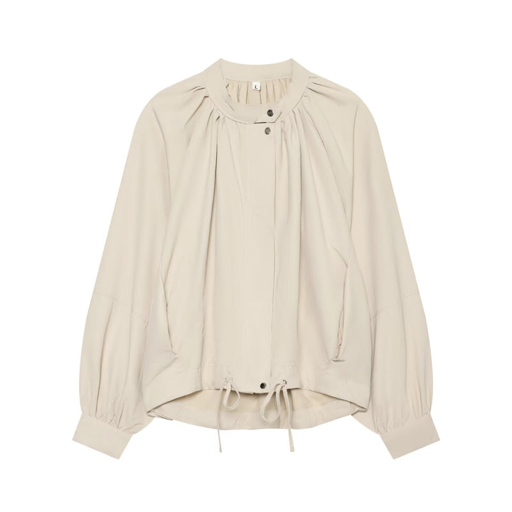 Dam Lätt Blouson Jacka med Round Neck, Gathered Yoke och Drawstring