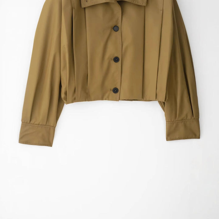 Dam cropped trench cape med dropped axlar och decorative epaulettes