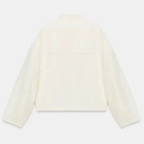 Dam Tailored Suede Jacka i Military Look med Stå Krage, Lock Fickor och Dold Knapp Knäppning