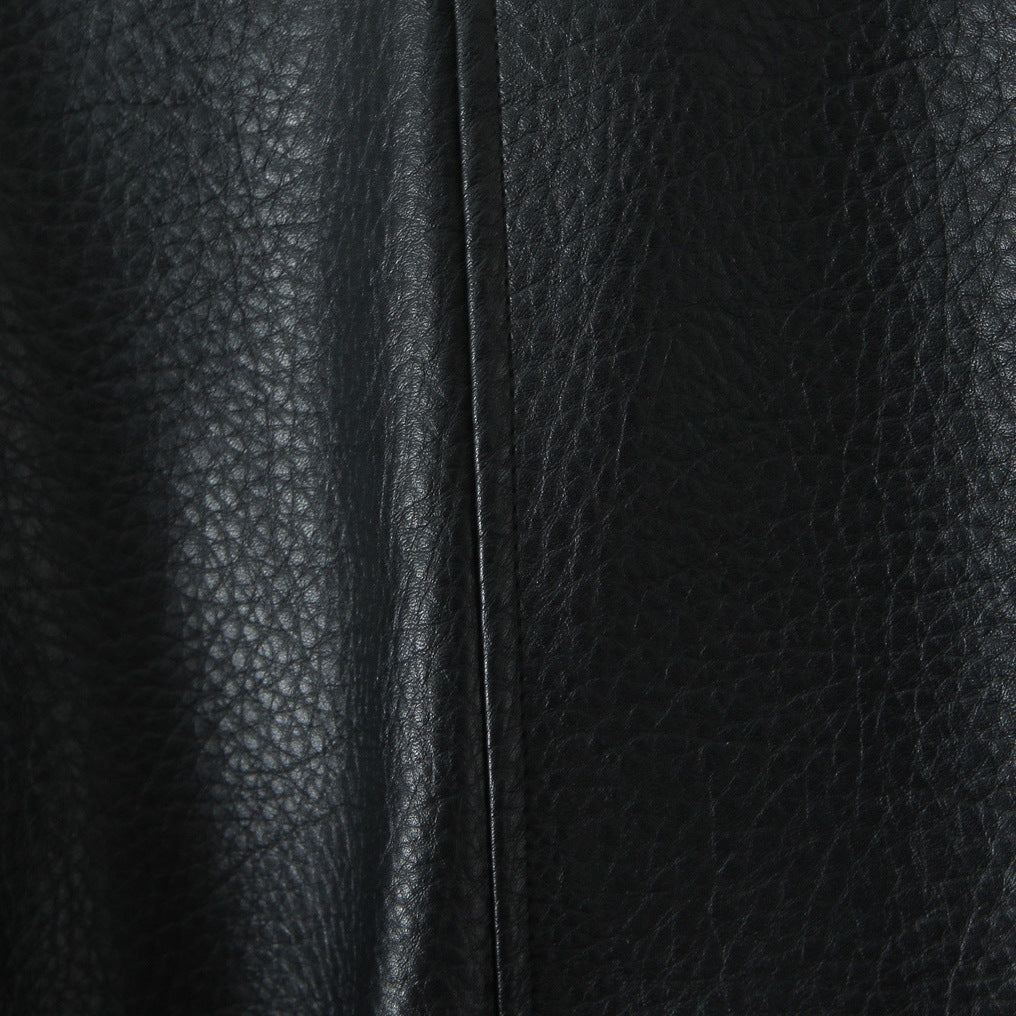 Dam oversize läderlook kappa med Textured Surface och vid Lapels