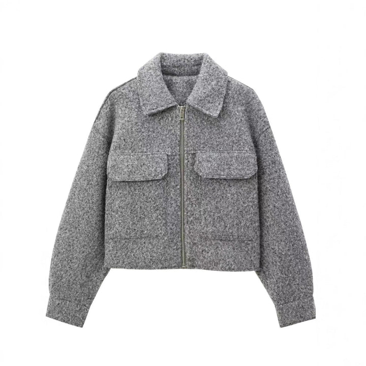 Dam Elegant Oversize Jacka med Detail Fickor
