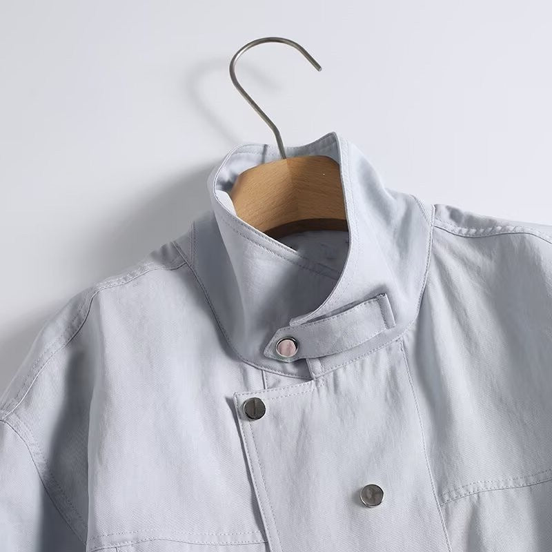 Dam lätt oversize Blouse jacka med Stand krage och dold Snap knappslå