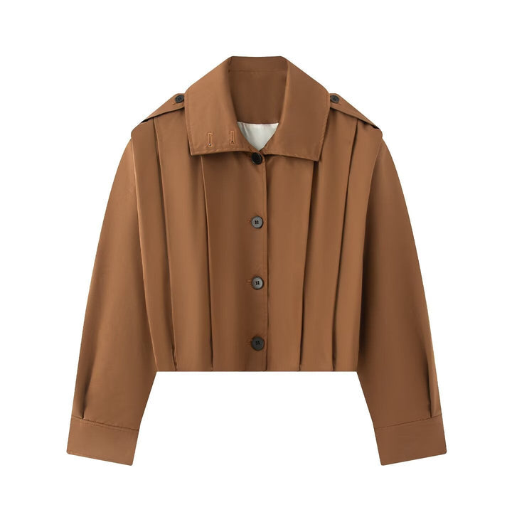 Dam kort Boxy trenchcoat med Pleat Overlay och Epaulettes