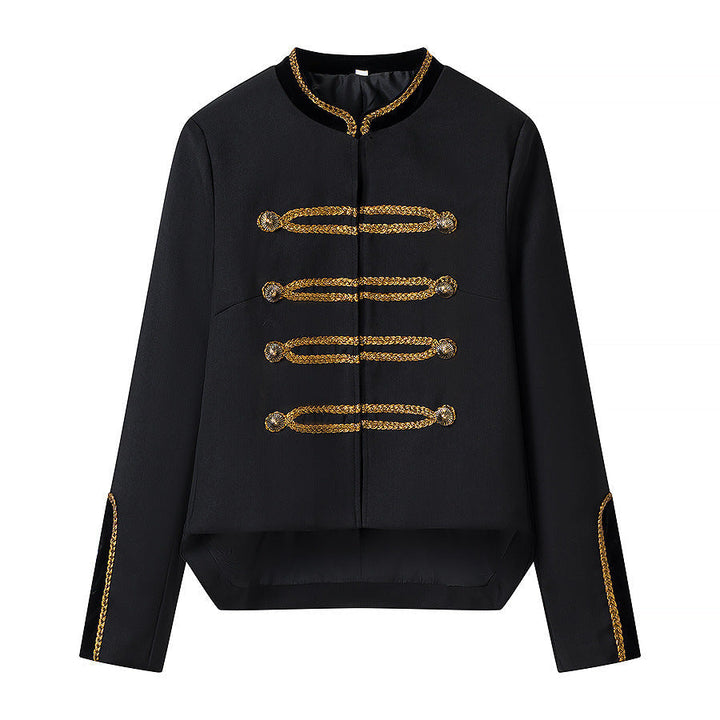 Dam Military-Inspired Kort Jacka med Guld Dekorativ Trimmings