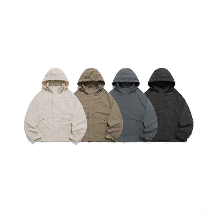 Unisex Bred Water-Repellent med Huva Parka med Concealed Dragkedja Lock och Lockfickor