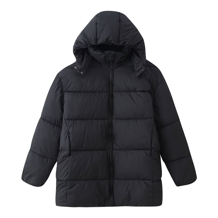 Dam Oversized Vadderad Kappa med Huva och Quiltad Termisk Filling
