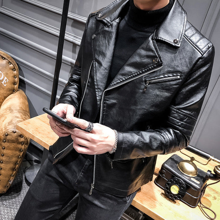 Herr Stilren Läderimitation Biker Jacka