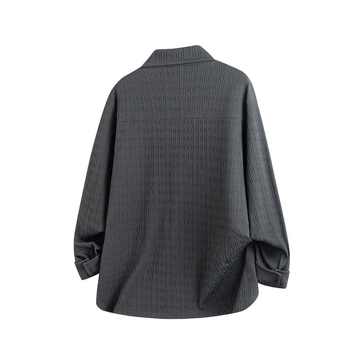 Dam Lightly Structured Oversize Skjortjacka med Lapel Krage &amp; Press Knapp Front