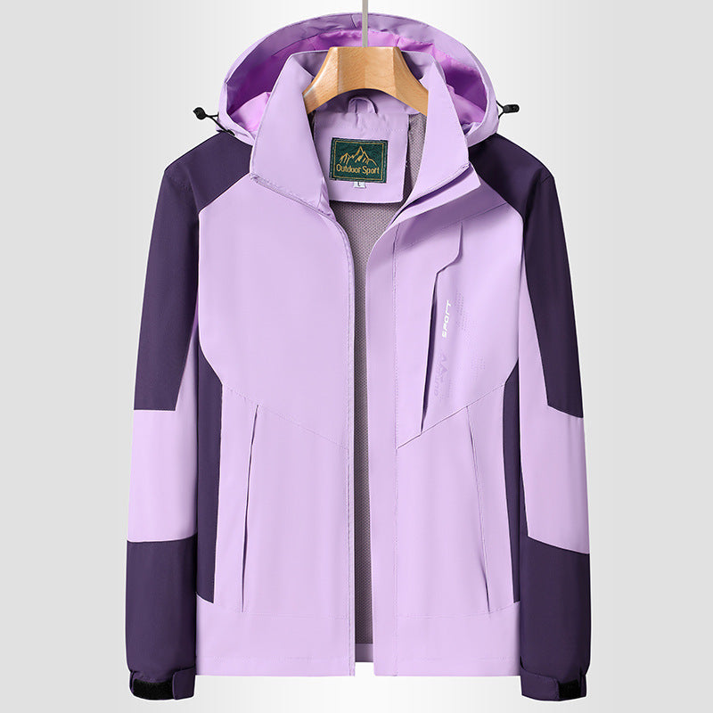 Dam softshell Trekking jacka med andningsbar membrane, justerbar huva och colorblock design