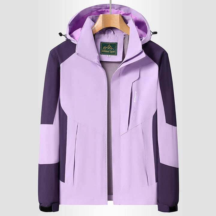 Dam softshell Trekking jacka med andningsbar membrane, justerbar huva och colorblock design