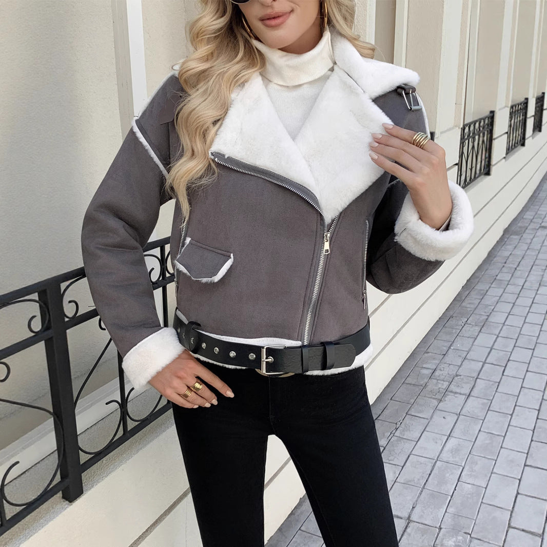 Dam Fashion konstläderjacka med lyxig Faux Fur kant