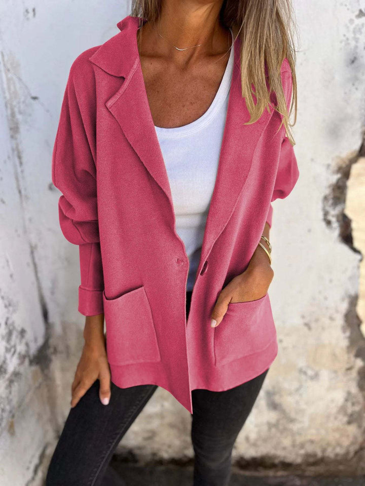 Dam casual oversize Blazer med Praktisk Fickor och Knapp Stängning