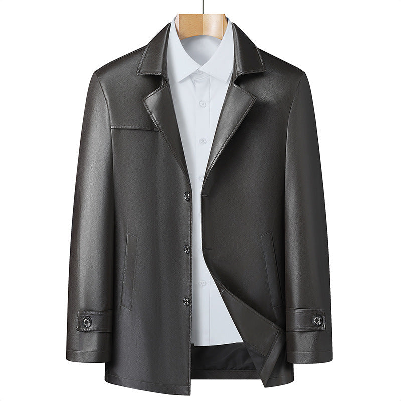 Herr Elegant Konstläder Short Rock i Kavaj Stil med Notched Lapel