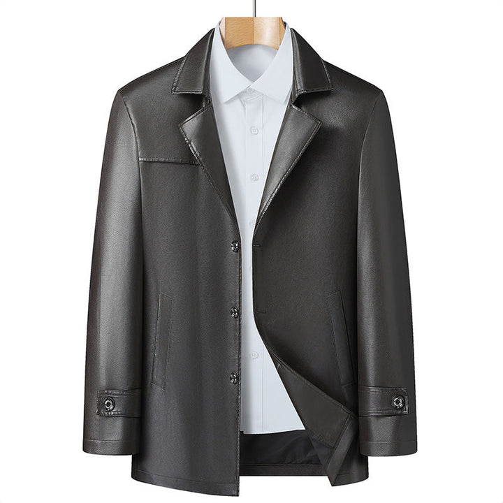 Herr Elegant Konstläder Short Rock i Kavaj Stil med Notched Lapel