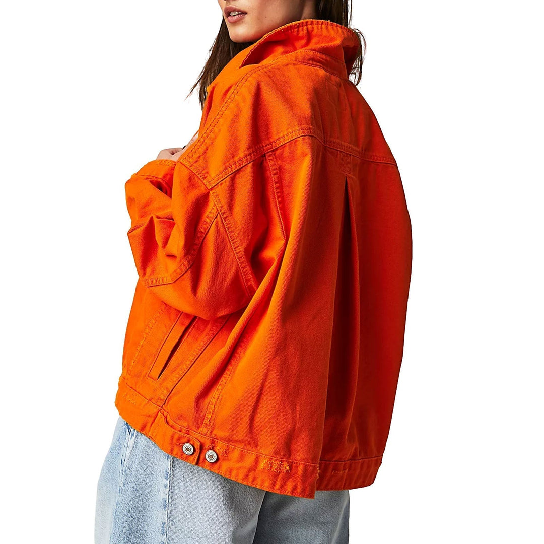 Dam Ledig Denim Jacka i Oversized Stil med Decorative Fringes