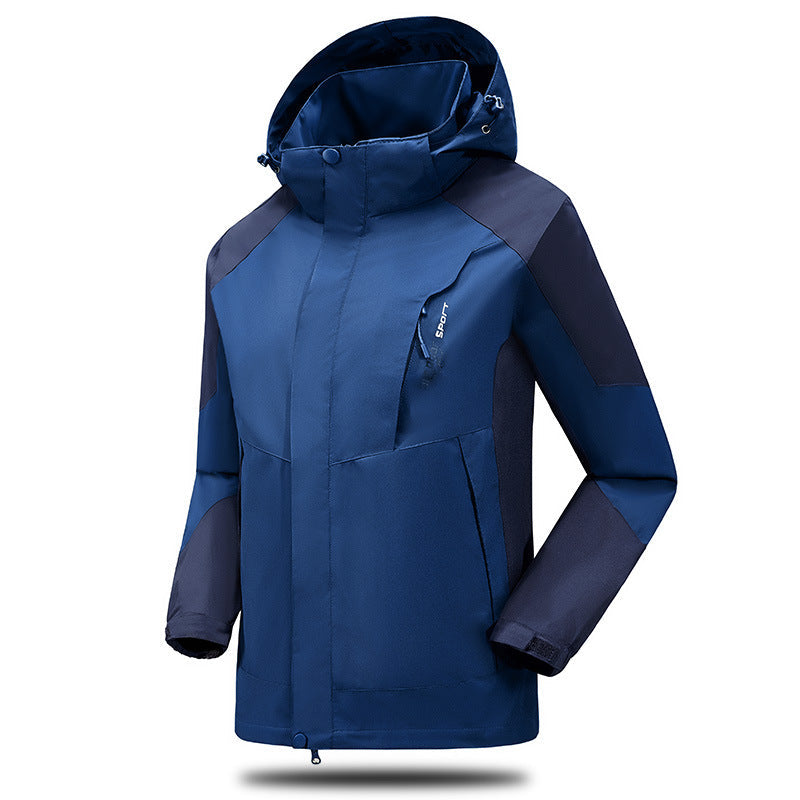 Herr Water- och Vindskyddande Softshell Utomhus Jacka med Justerbar Huva och Zippered Fickor