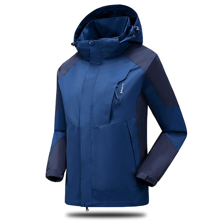 Herr Water- och Vindskyddande Softshell Utomhus Jacka med Justerbar Huva och Zippered Fickor